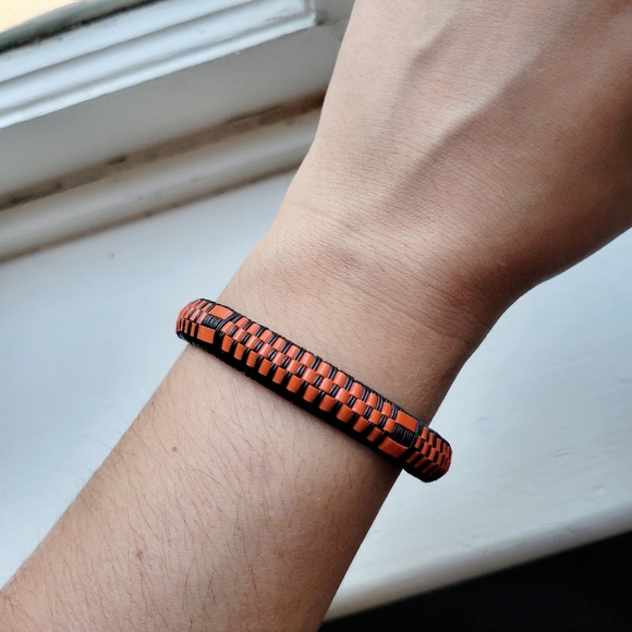 Vintage Classic Black & Orange Woven Weave Bracelet - Picture 2 of 6